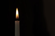 white candle on a black background 