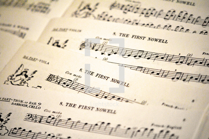 Instrumental sheet music for Christmas carols.