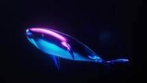 Whale with dark neon light effect, 3d rendering.
