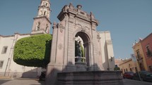 Neptune Fountain Neoclassical Statue in front of Parish of the Sacred Heart of Jesus Of St. Claire Catholic Church in Queretaro, Mexico