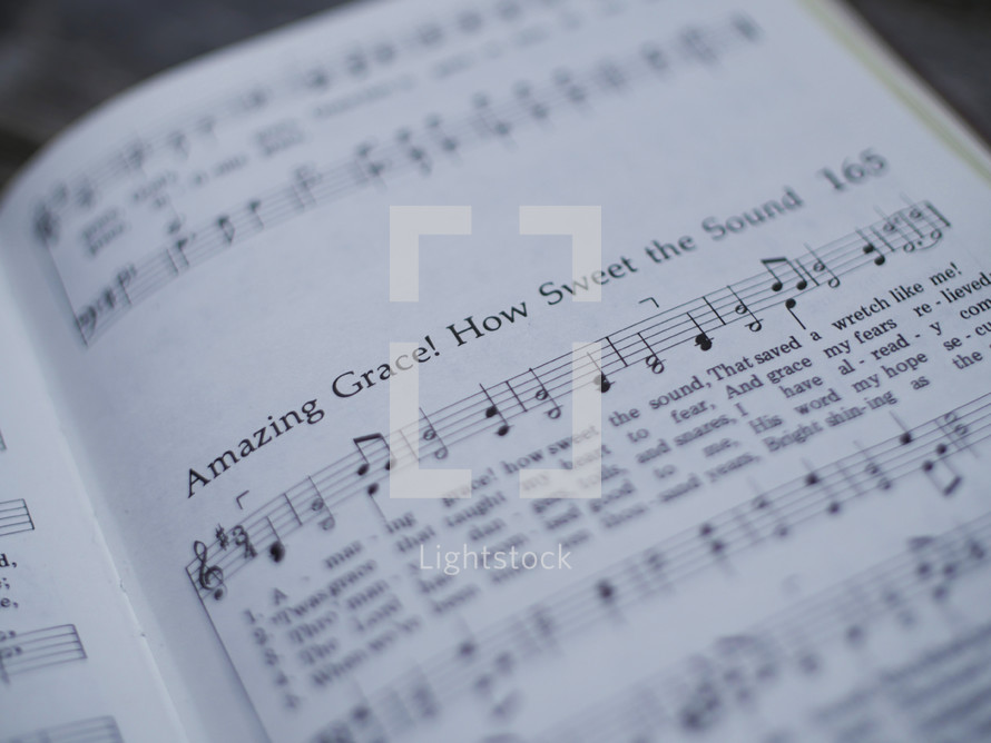 Amazing grace, sheet music, hymnal, song, worship music 