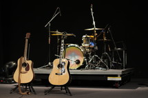 Musical instruments on stage.