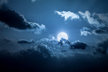 full moon through the clouds 