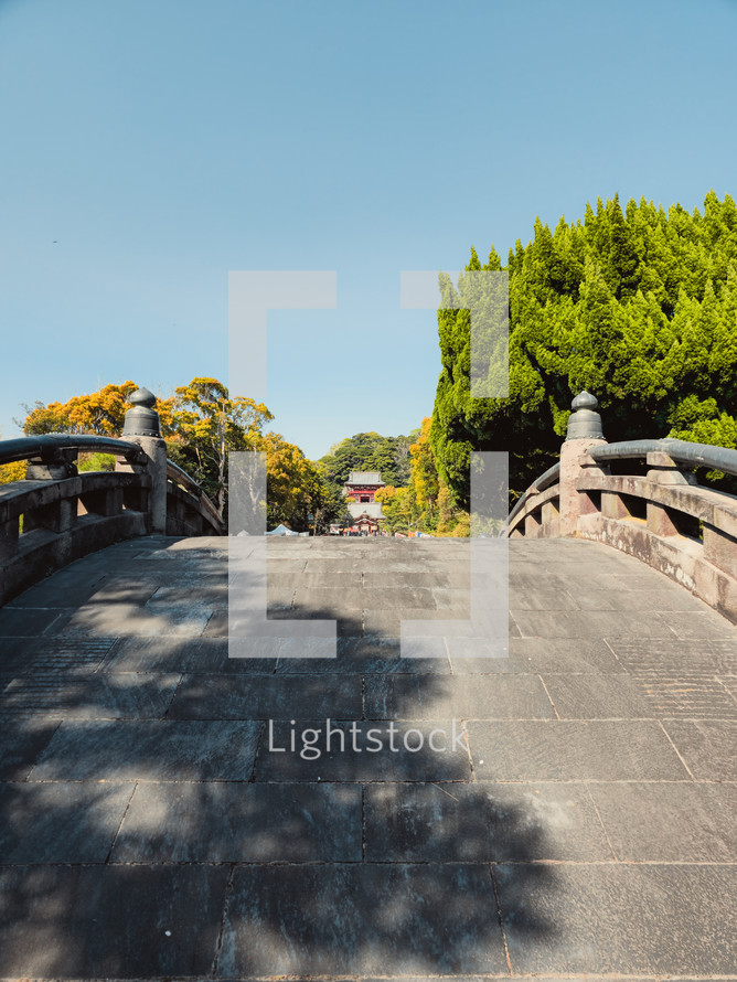 Old Japanese Bridge With Light And Shadows 