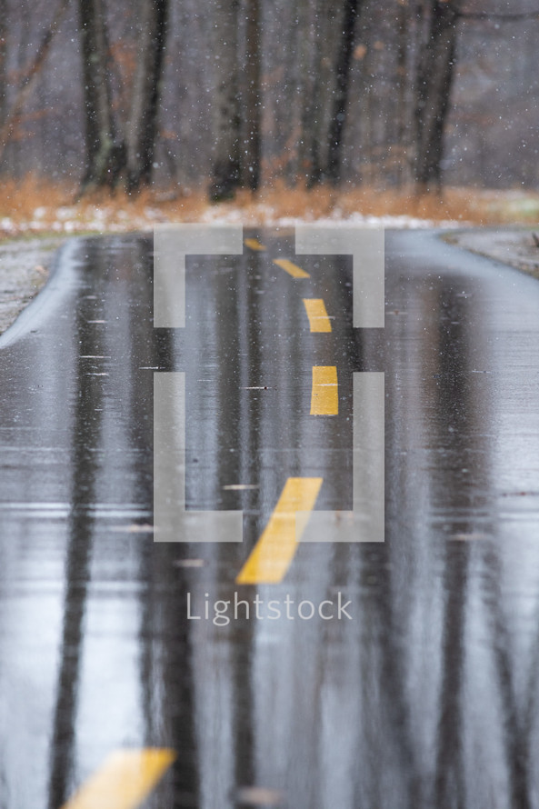 reflections on wet asphalt 