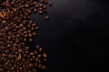 coffee beans on black background, can be used as a background