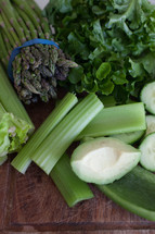 green vegetables, asparagus, celery, lettuce, vegetables, food, produce 