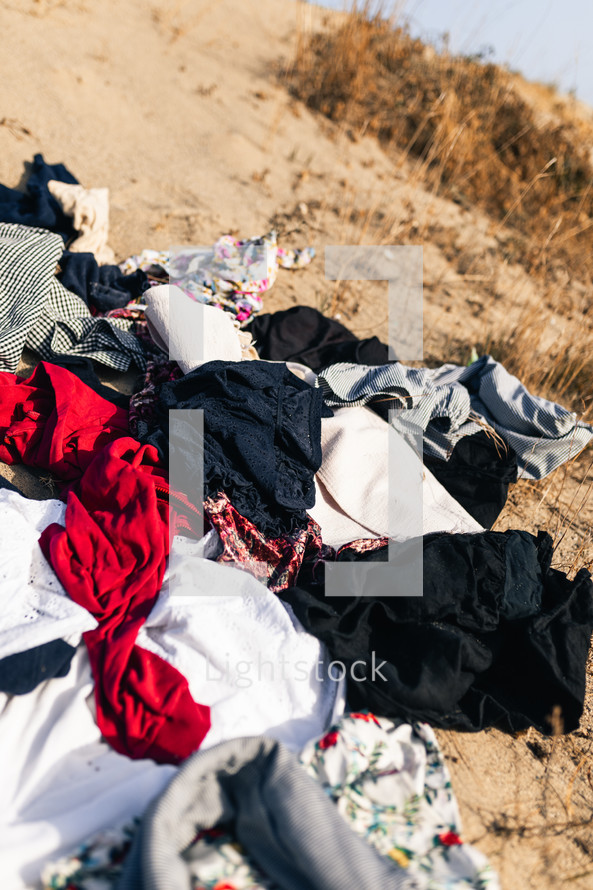 Desert Full of Used clothes and textile dump