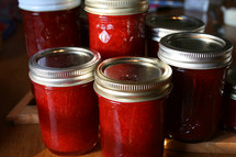 preserves and jam in mason jars 