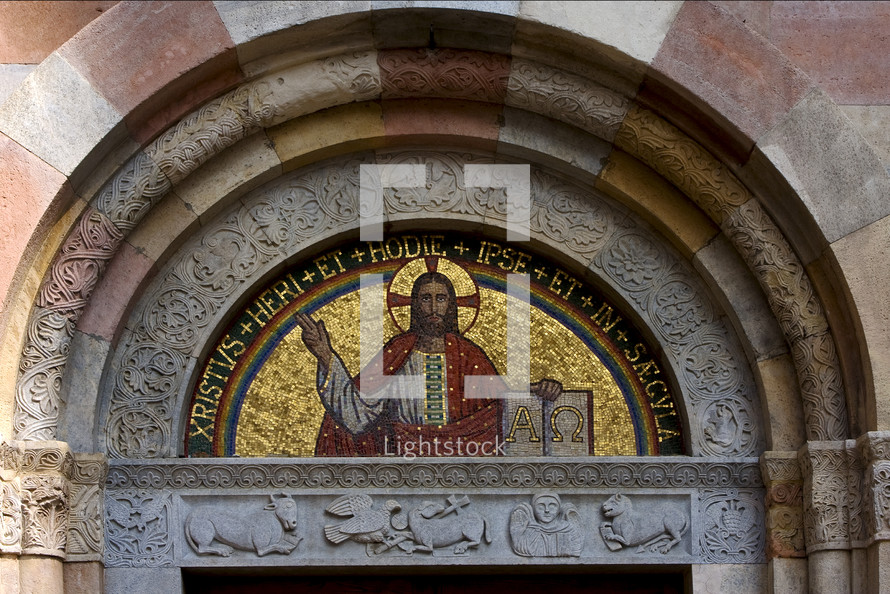 painting of christ above San Babila doorway 