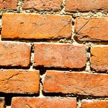 red bricks in a wall 