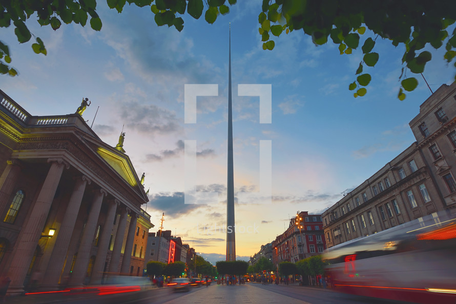 Spire symbol in Dublin, Ireland in Summer Time