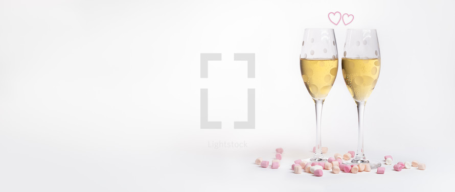 champagne glasses and candy 