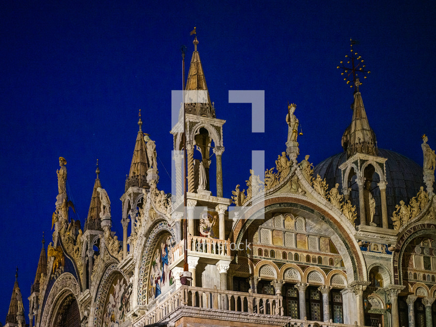 Cathedral in Venice Italy at night 