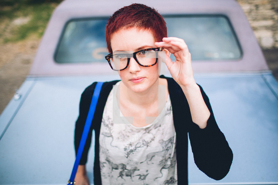 woman wearing glasses 
