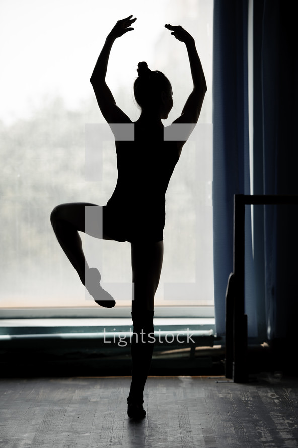 Ballerina silhouette dancing