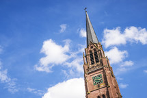 church steeple in a blue sky 