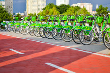 Bicycles Stand in the Parking