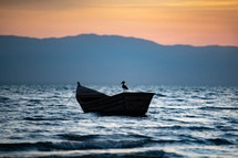 fishing boat at sunset 