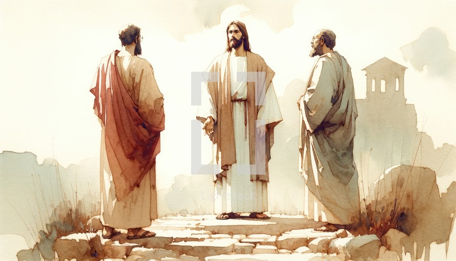 Jesus Christ before Pilate and Herod. Passion Friday. Life of Christ. Watercolor Biblical Illustration