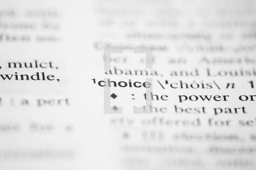 word Choice on the pages of a dictionary 
