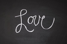 word Love on a chalkboard 
