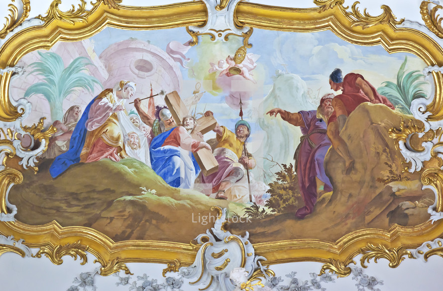 Biblical scene fresko, the crucifixion