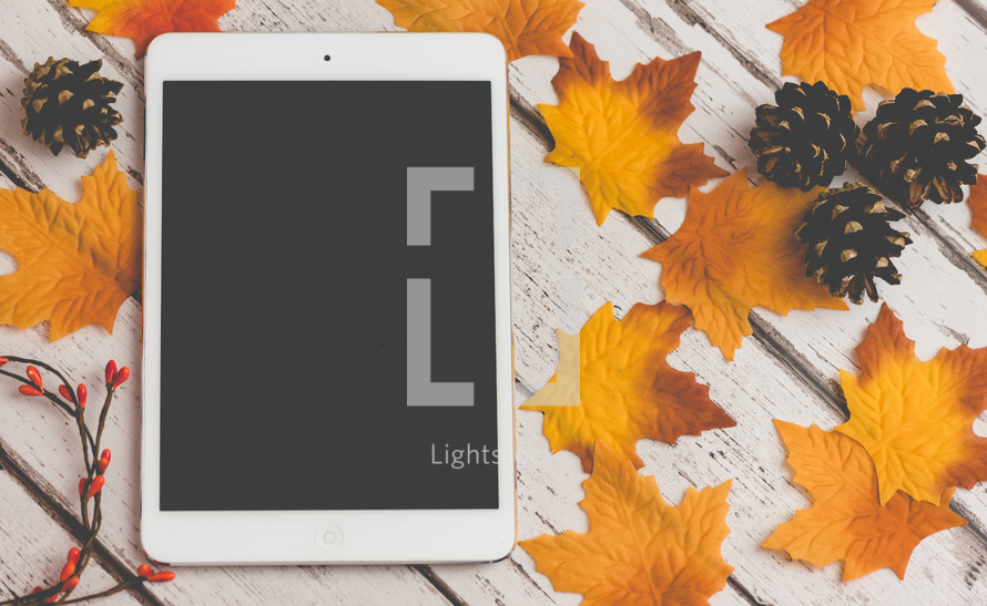 iPad and fall background 