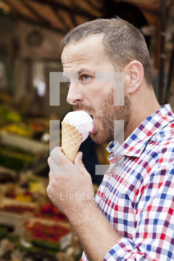 man eating ice-cream 