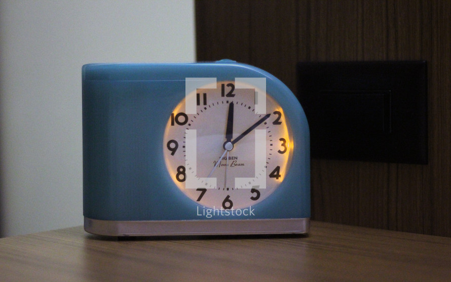 blue alarm clock 