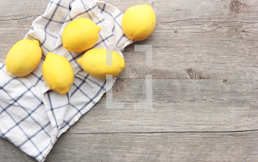 lemons on a hand towel 