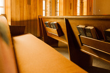 Bibles and Hymnals in pews 