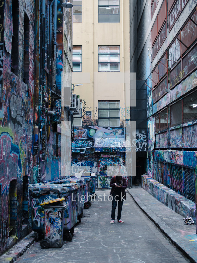 graffiti covered alley 