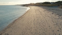 4K Aerial Drone Beach Sand Tilt Golden Hour Cape Cod