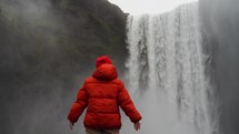 Waterfall In Iceland. Amazing View Of The Skogafoss Waterfall