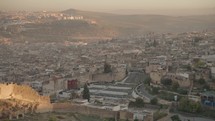 Panoramic view of Medina Old Town Fes Fez Morocco during Sunset