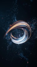 Flowing curve and particles background, 3d rendering.
