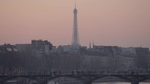 Paris, France - The Tour Eiffel Tower La dame de fer and Pont des Arts Picturesque Bridge
