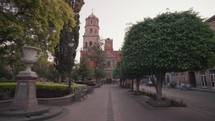 Jardín Zenea Garden and Templo de San Francisco de Asís Catholic church Santiago de Querétaro, Mexico