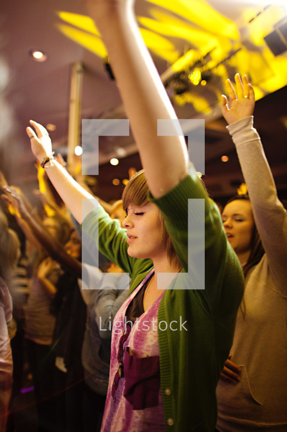 Arms raised in worship