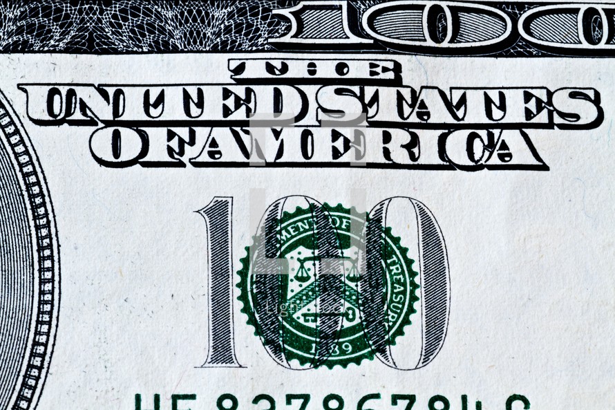 Closeup of a one hundred dollar bill