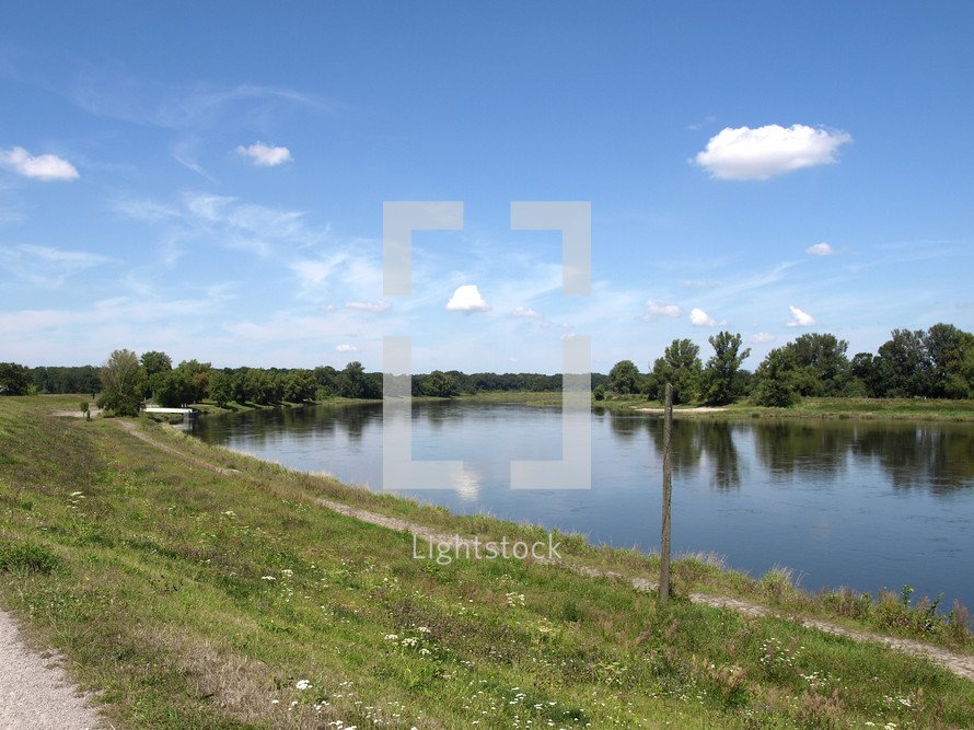 View of the Elbe river in Dessau, Germany