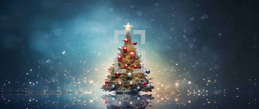 Christmas tree on a dark background. 3d rendering, 3d illustration.