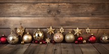 Christmas decoration on wooden background with copy space. New Year concept.