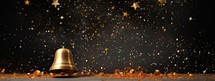 golden christmas bell on black background 3d render illustration.