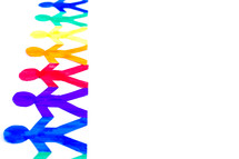 rainbow of linked paper dolls 