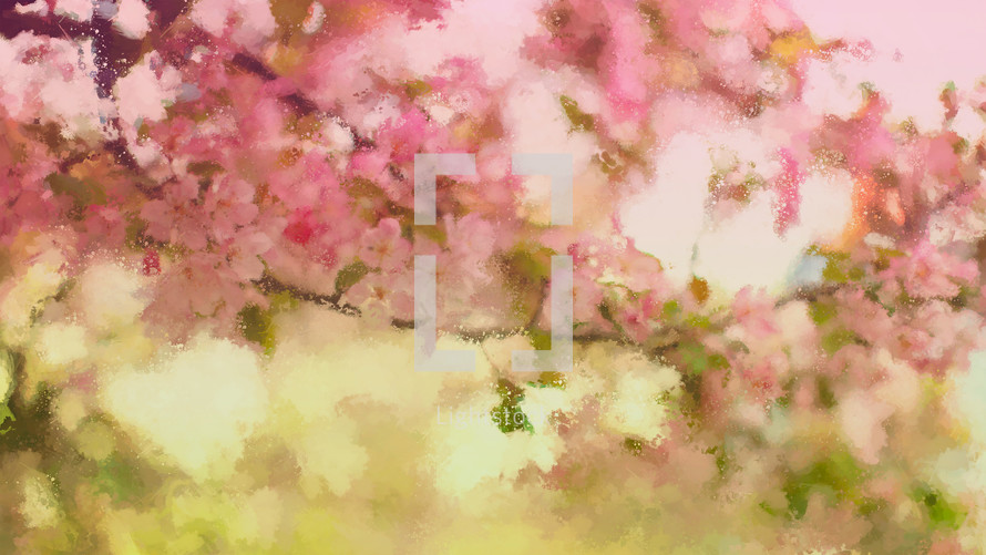 abstract painting style photo of spring blossoms