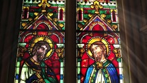 Historic stained glass saints 