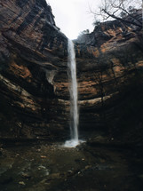 waterfall off a steep cliff 