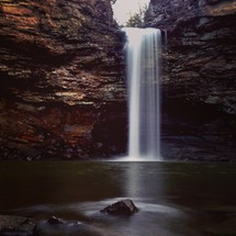 waterfall over a rocky cliff